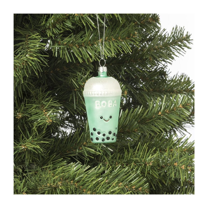 Kersthanger bubble tea - glas - ø5x9.5 cm