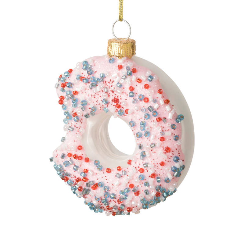 Kersthanger donut - glas - 8.7x7.3x3.2 cm
