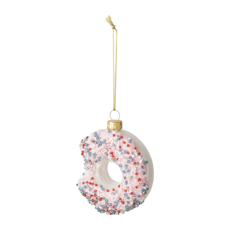 Kersthanger donut - glas - 8.7x7.3x3.2 cm