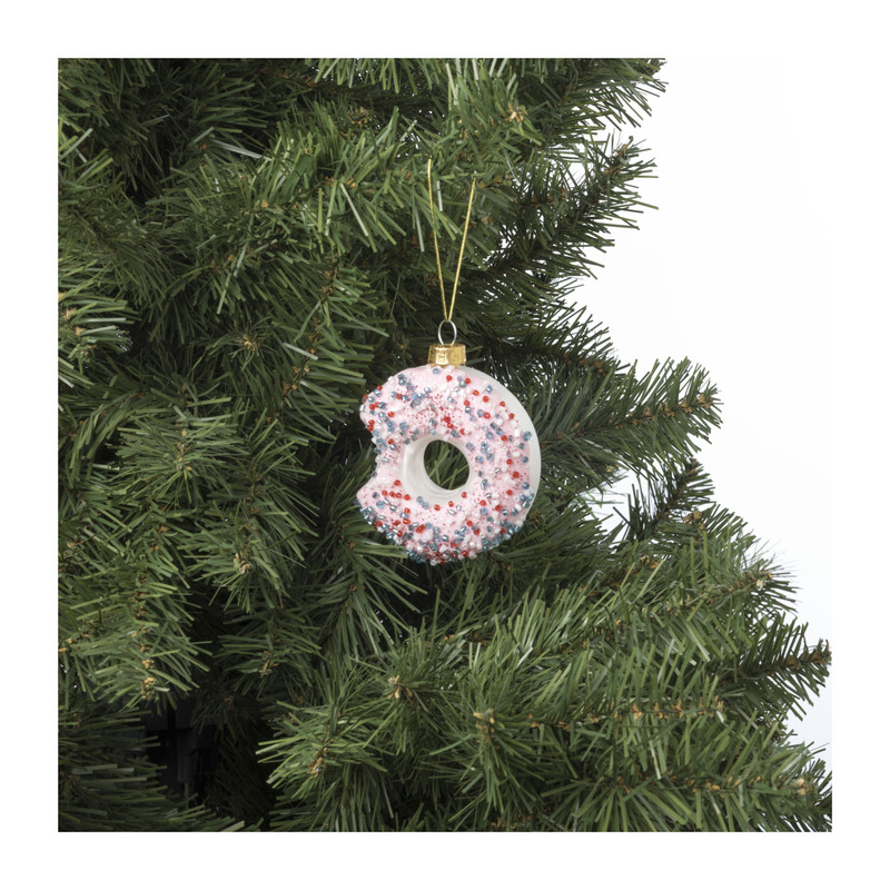 Kersthanger donut - glas - 8.7x7.3x3.2 cm