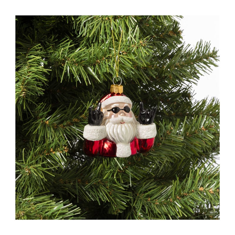 Kersthanger kerstman cool - glas - 7.9x8.5x4.8 cm