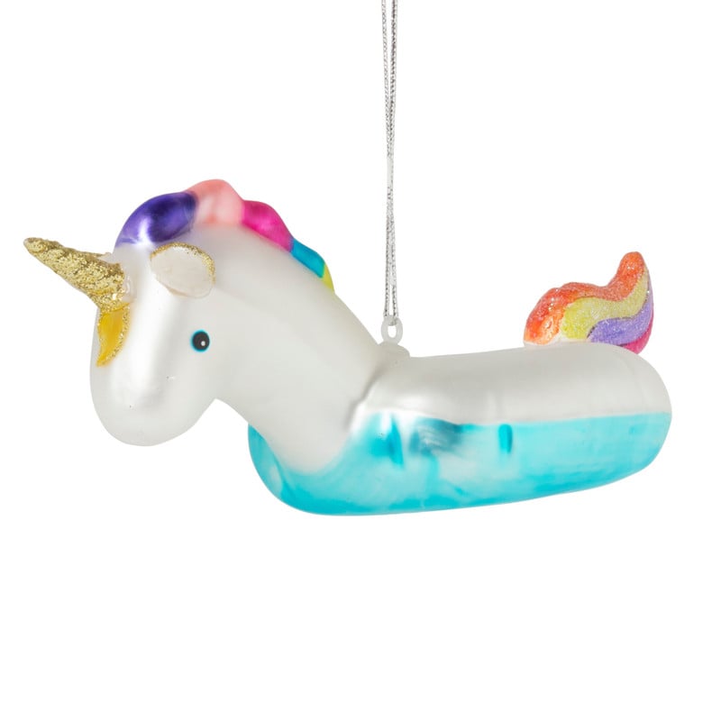 Kersthanger unicorn zwemband - glas - 6.8x16.1x5.9 cm