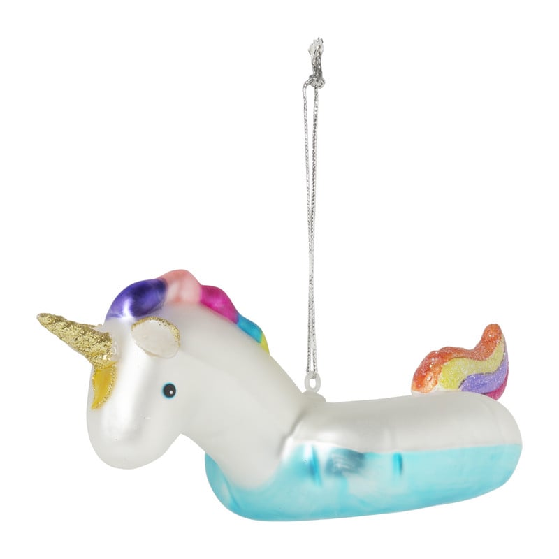Kersthanger unicorn zwemband - glas - 6.8x16.1x5.9 cm