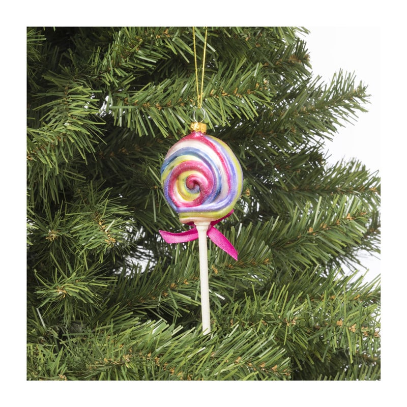 Kersthanger lolly - glas - 19.9x8.2x3.8 cm
