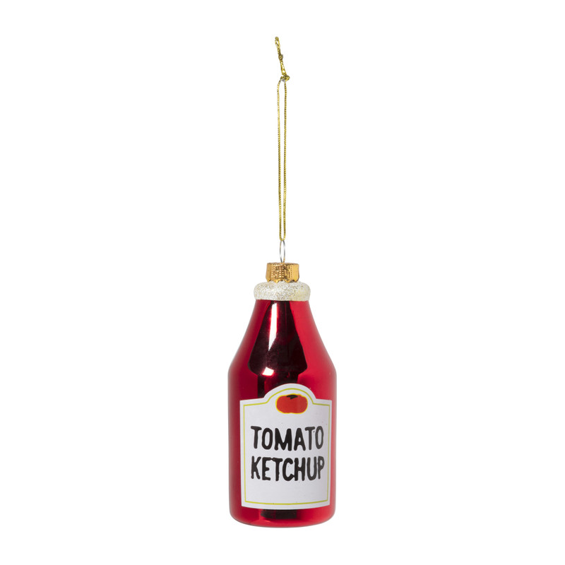 Kersthanger ketchup - glas - ø4.7x10.8 cm