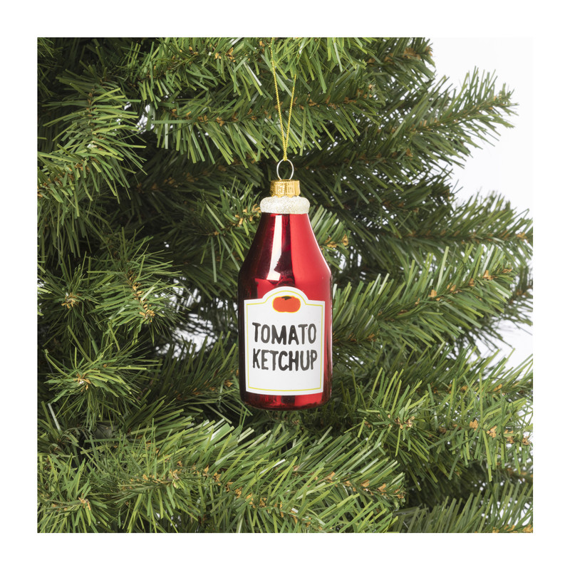 Kersthanger ketchup - glas - ø4.7x10.8 cm