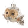 Kersthanger uil met veren - glas - 8.5x8.2x7.6 cm