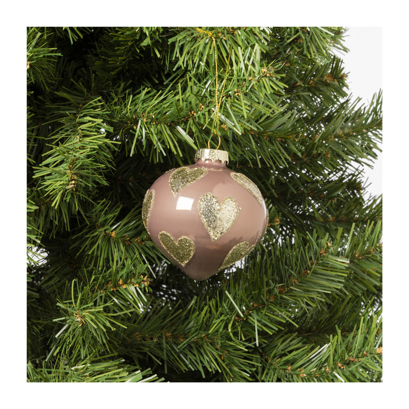 Kersthanger glitter hart - diverse varianten - ø8 cm