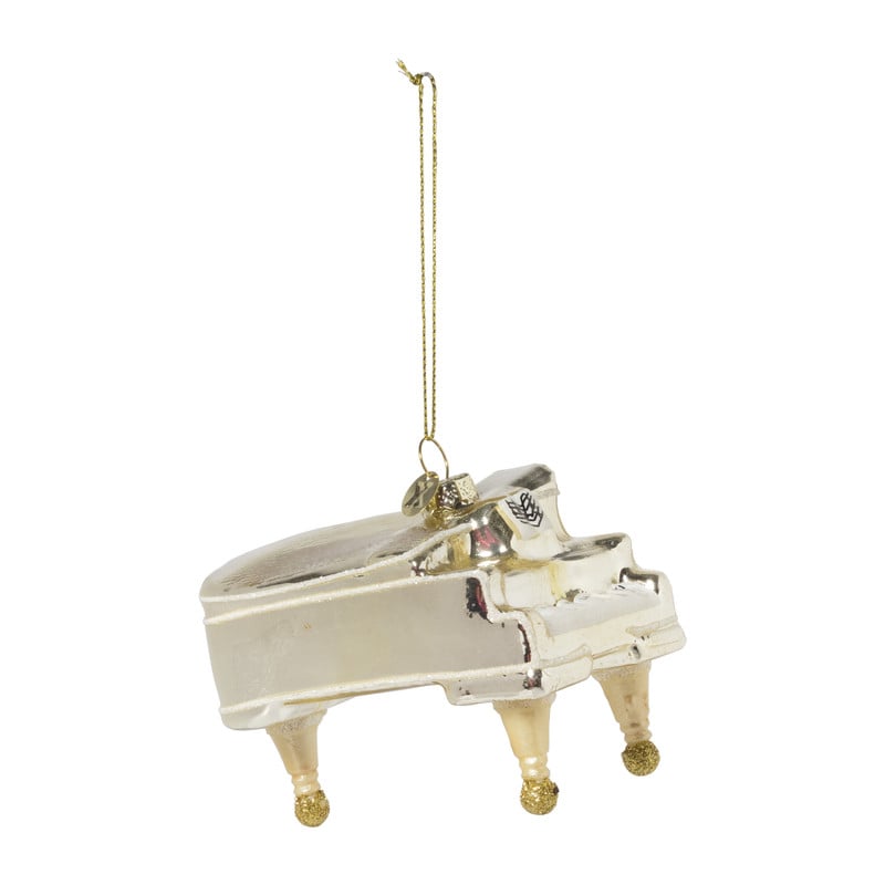 Kersthanger vleugel piano goud - glas - 10x8.5x7 cm