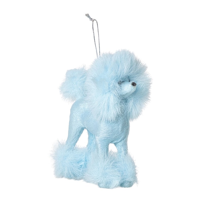 Kersthanger poedel - blauw - 11.5x10x6 cm