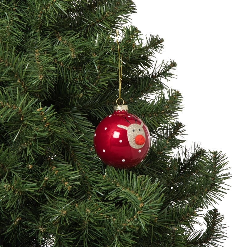 Kerstbal rendier - rood