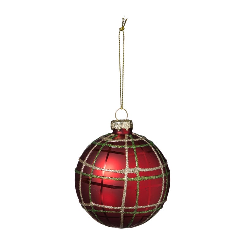 Kerstbal geruit - rood