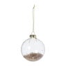 Kerstbal glas met gouden glitters - transparant/goudkleurig