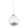 Kerstbal glas met zilveren glitters - transparant/zilverkleurig