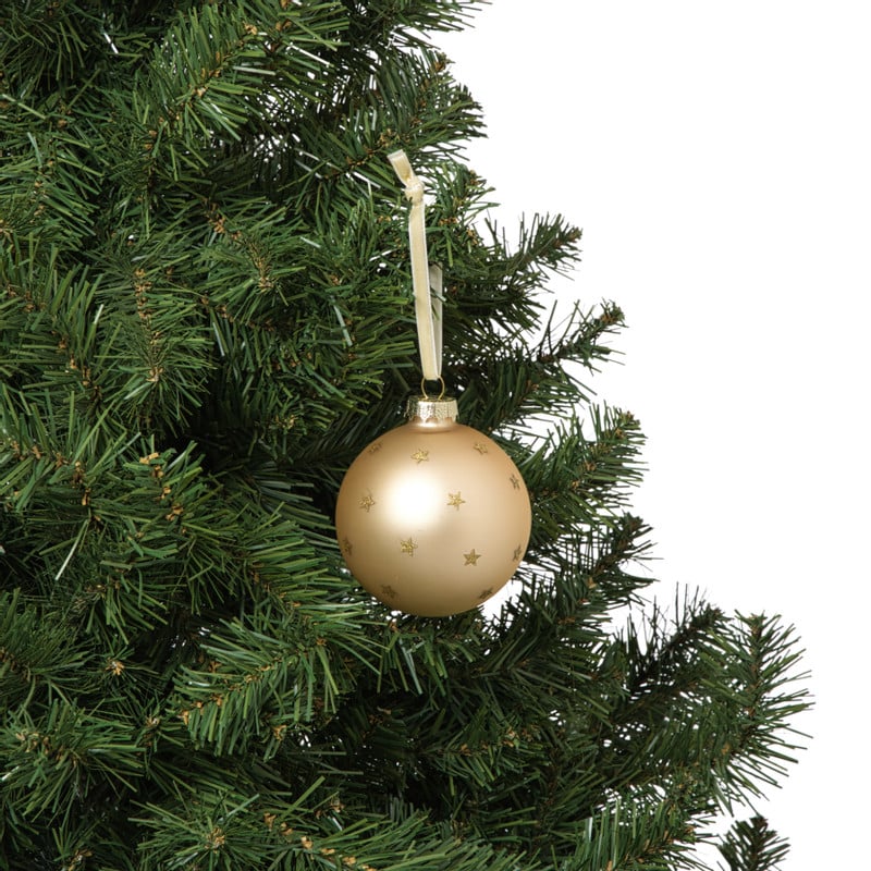 Kerstbal met sterretjes - beige