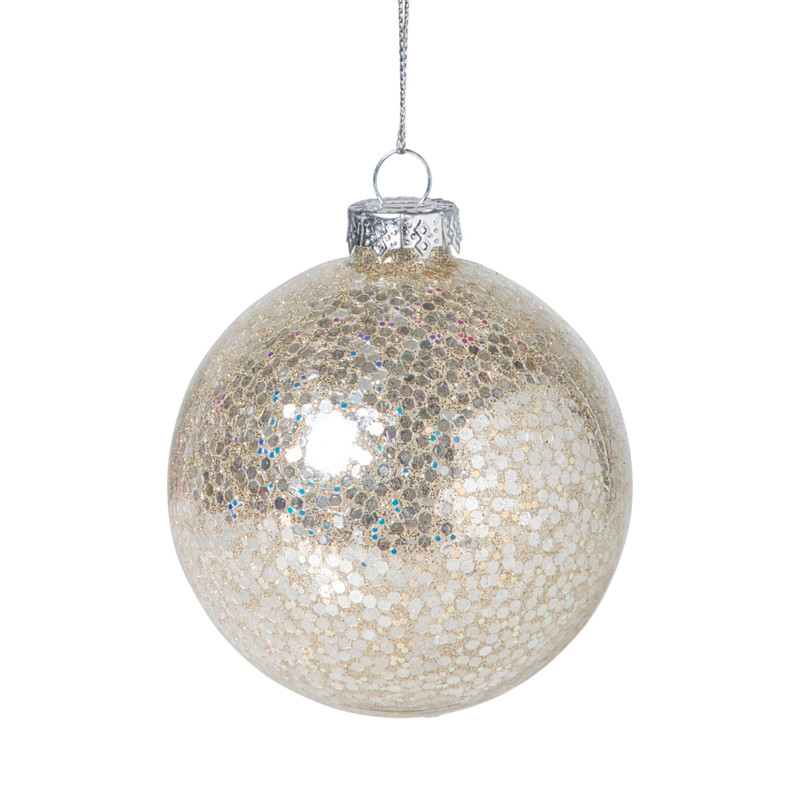 Kerstbal sequins - beige