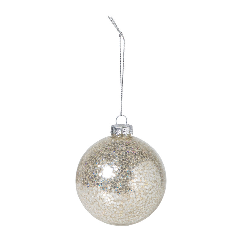 Kerstbal sequins - beige