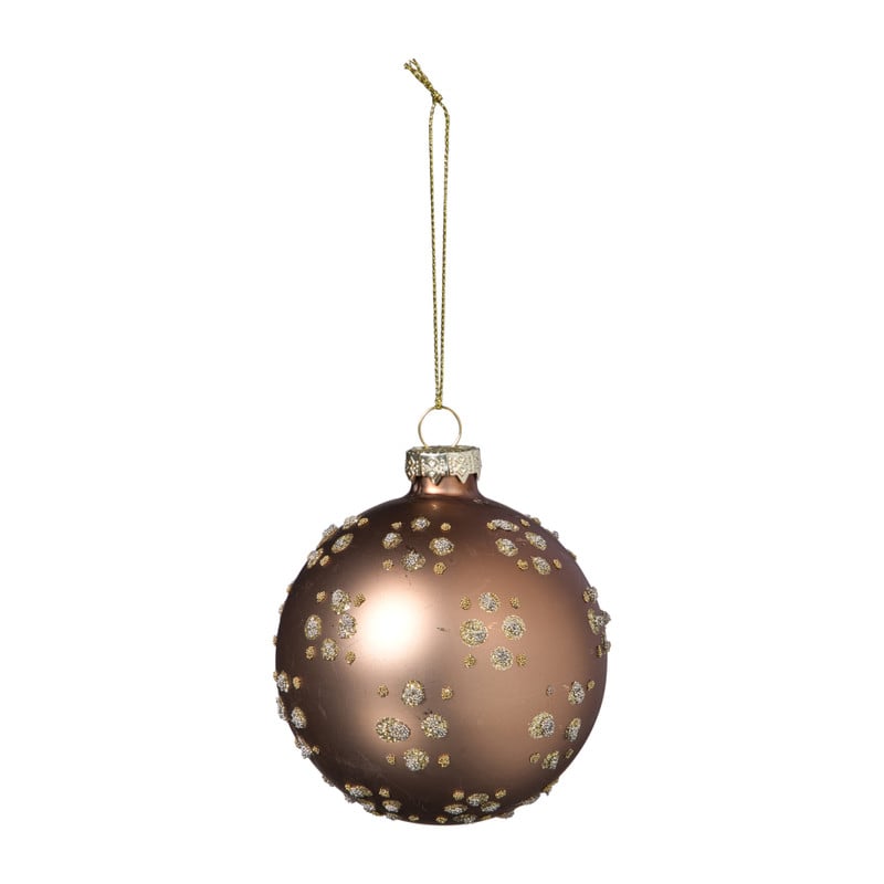 Kerstbal figuurtjes glitter - bruin