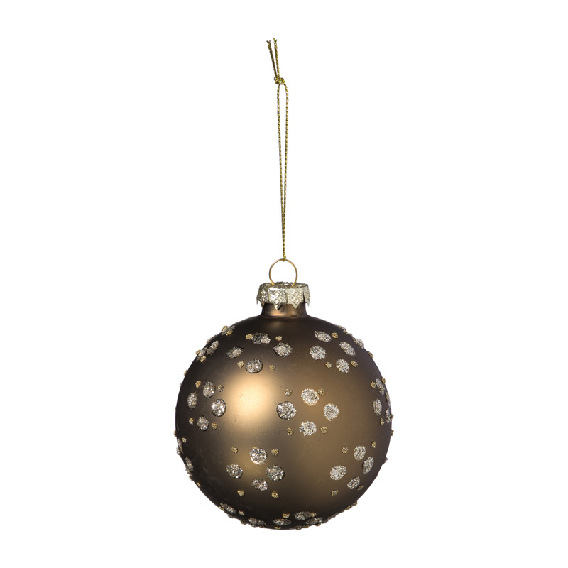 Kerstbal figuurtjes glitter - bruin