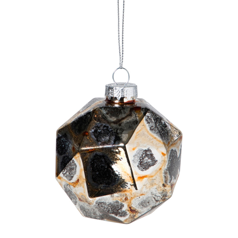 Kersthanger diamant - zwart/goudkleurig - ø8 cm