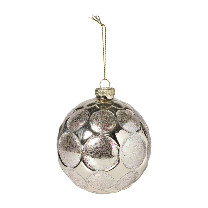 Kerstbal relief - champagnekleurig