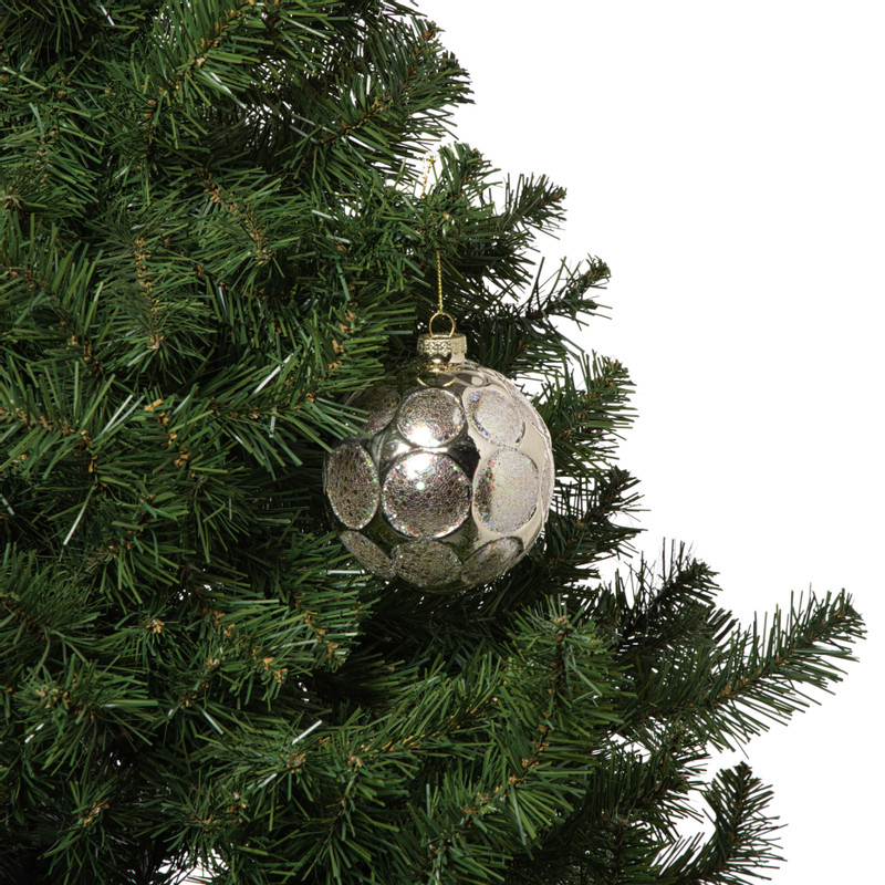 Kerstbal relief - champagnekleurig