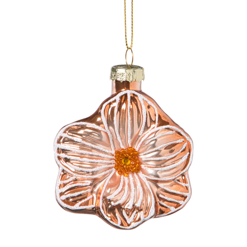 Kersthanger bloem - lichtbruin - 10.5x9.5x4 cm