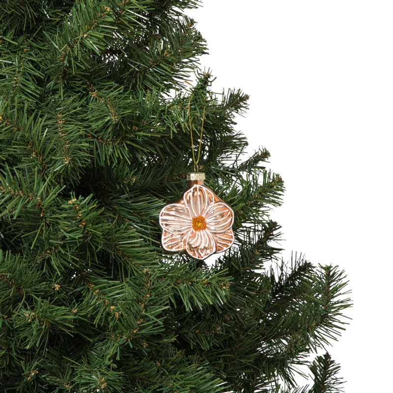 Kersthanger bloem - lichtbruin - 10.5x9.5x4 cm