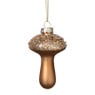 Kersthanger glitter paddenstoel - bruin - ø6x9 cm