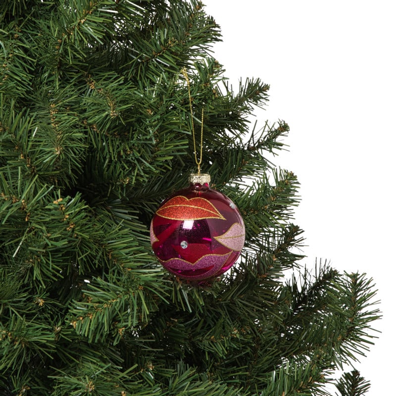 Kerstbal lippen - roze/rood