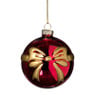 Kerstbal met strik - bordeaux rood