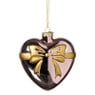Kersthanger hart met strik - roze - 10.5x10x4.5 cm