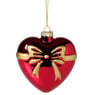Kersthanger hart met strik - bordeaux rood - 10.5x10x4.5 cm