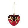 Kersthanger hart met strik - bordeaux rood - 10.5x10x4.5 cm