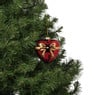 Kersthanger hart met strik - bordeaux rood - 10.5x10x4.5 cm