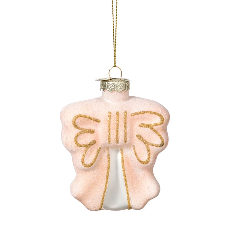 Kersthanger strik - roze - 8.5x8x3 cm