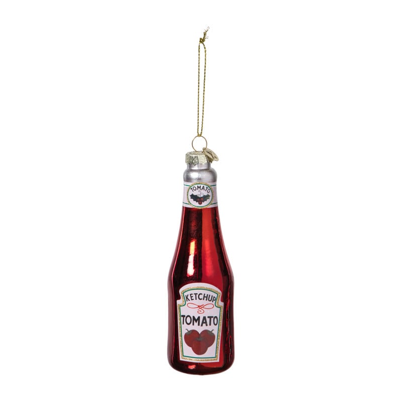 Kersthanger ketchupfles - rood - ø4x13 cm