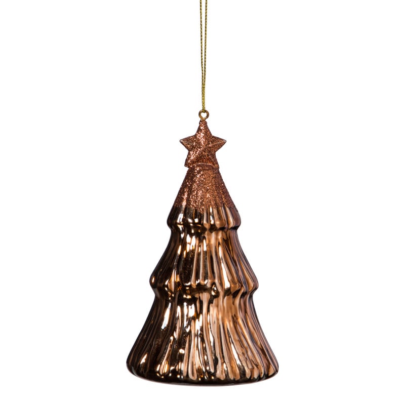 Kersthanger kerstboom - bruin - ø7x12 cm