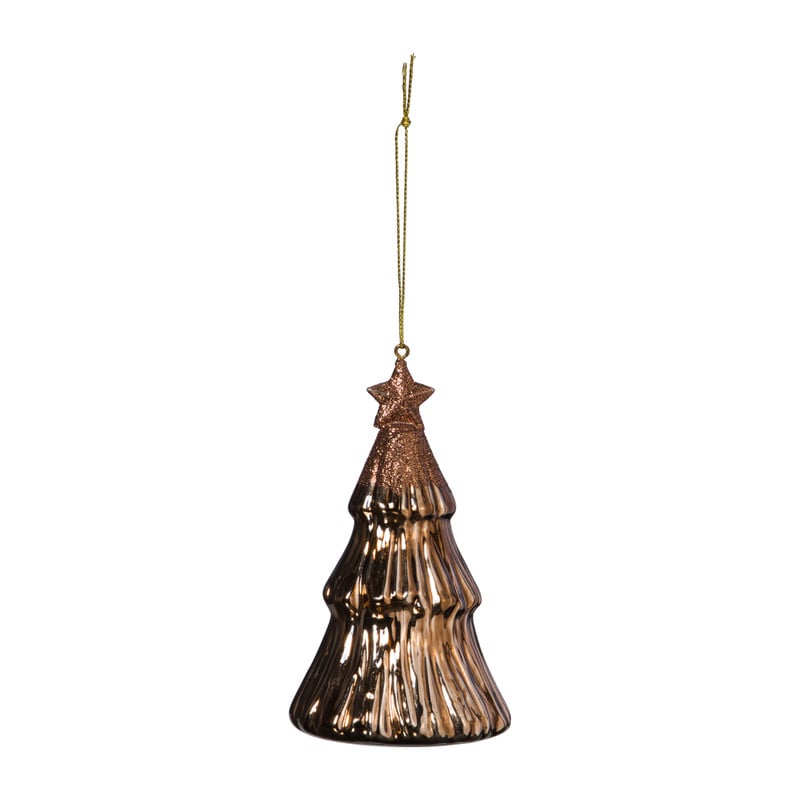 Kersthanger kerstboom - bruin - ø7x12 cm