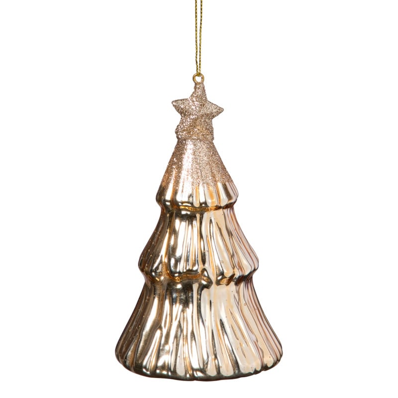 Kersthanger kerstboom - goudkleurig - ø7x12 cm