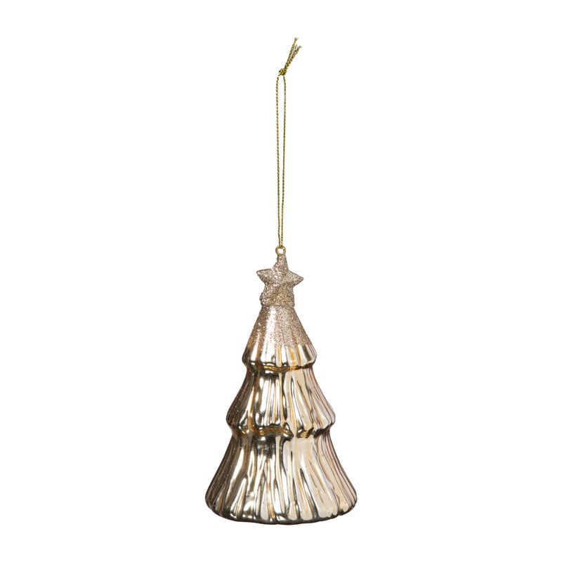 Kersthanger kerstboom - goudkleurig - ø7x12 cm