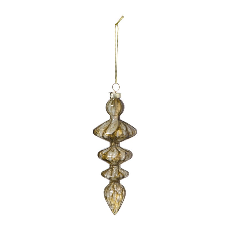 Kersthanger glas pegel - olijfgroen - ø5.5x15 cm