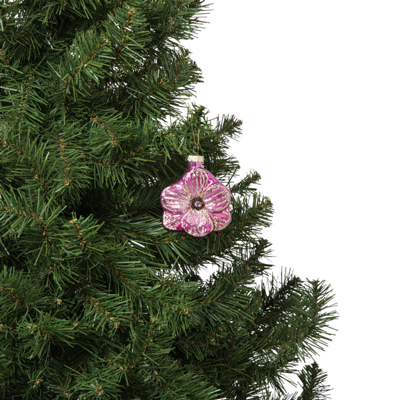 Kersthanger bloem - roze - 7.8x6.8x3 cm