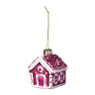 Kersthanger snoephuisje - roze - 8x6.5x6.5 cm