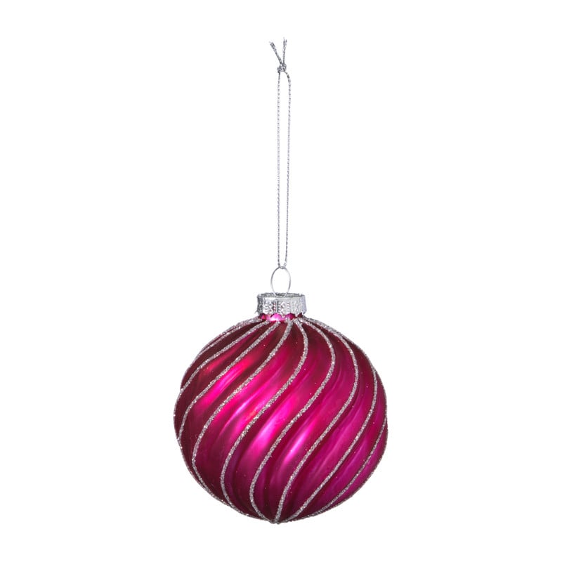 Kerstbal gedraaid streep - roze