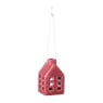 Kersthanger huisje keramiek - rood - 5.5x3.5x3.5 cm