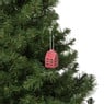 Kersthanger huisje keramiek - rood - 5.5x3.5x3.5 cm