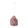 Kersthanger huisje keramiek - donkerpaars - 5.5x3.5x3.5 cm
