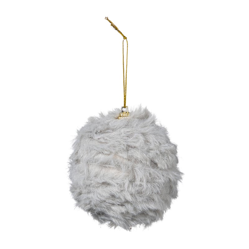 Kerstbal fluffy - grijs
