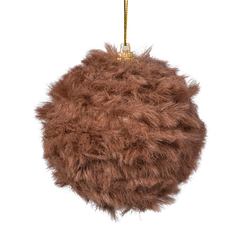 Kerstbal fluffy - bruin